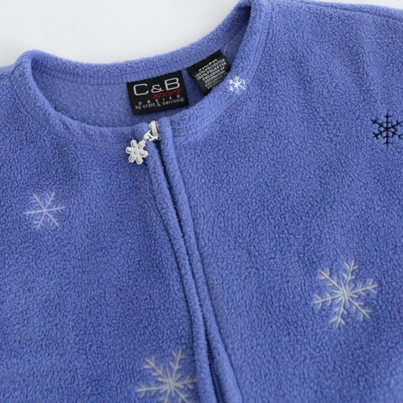 Vintage Croft Barrow Blue Fleece Embroidered Snowflake Zip Up Cardigan Sweater M - Picture 10 of 10